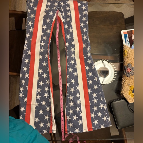 Free People Penny Pull-on Stars & Stripes Flare Jeans - Picture 9 of 9